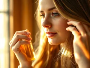 Portret kobiety z wielowymiarowym blondem o naturalnych refleksach, prezentujący efekt profesjonalnej koloryzacji.